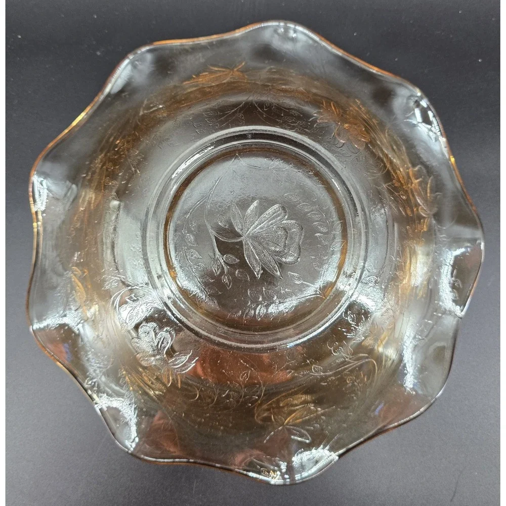 Vtg Jeannette Floragold Glass Bowl 9.5